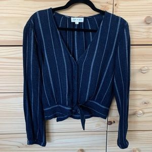 Cloth & Stone Blue Striped Tie-Front Longsleeve